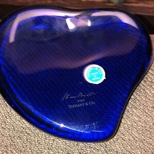 Tiffany & Co. Deep Blue Heart Glass Dish